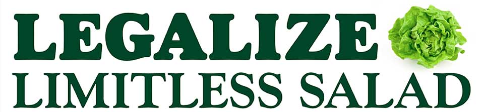 Bumper sticker with the text, 'Legalize Limitless Salad.'