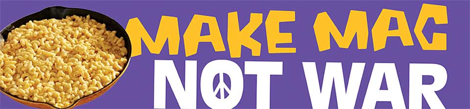 Bumper sticker with the text, 'Make Mac Not War.'